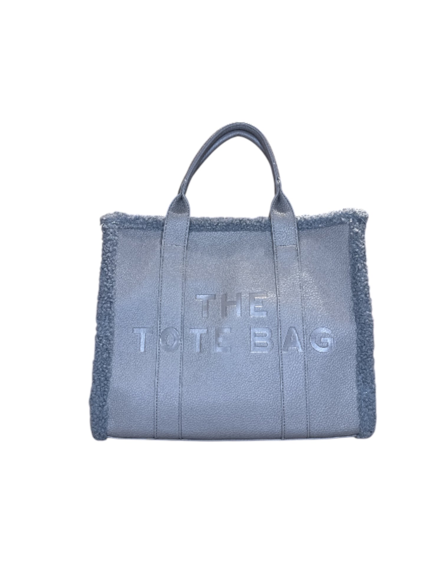 Borsa tote con bordo in pelliccia maxi