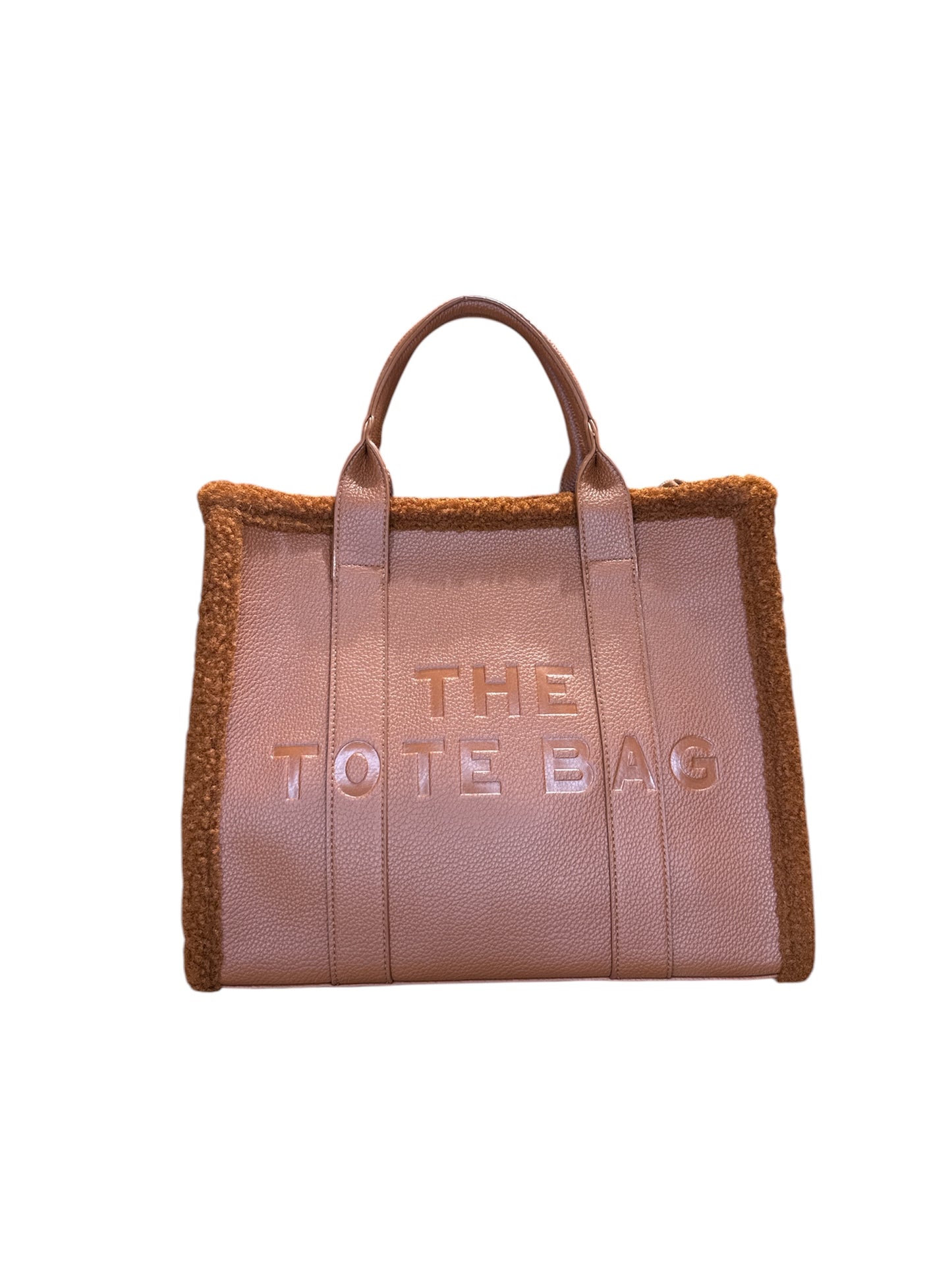 Borsa tote con bordo in pelliccia maxi