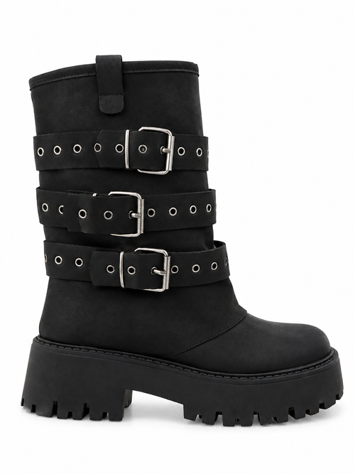 Anfibi in pelle con cinture