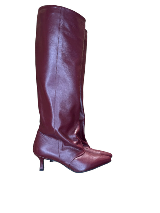 Stivali bordò arricciati