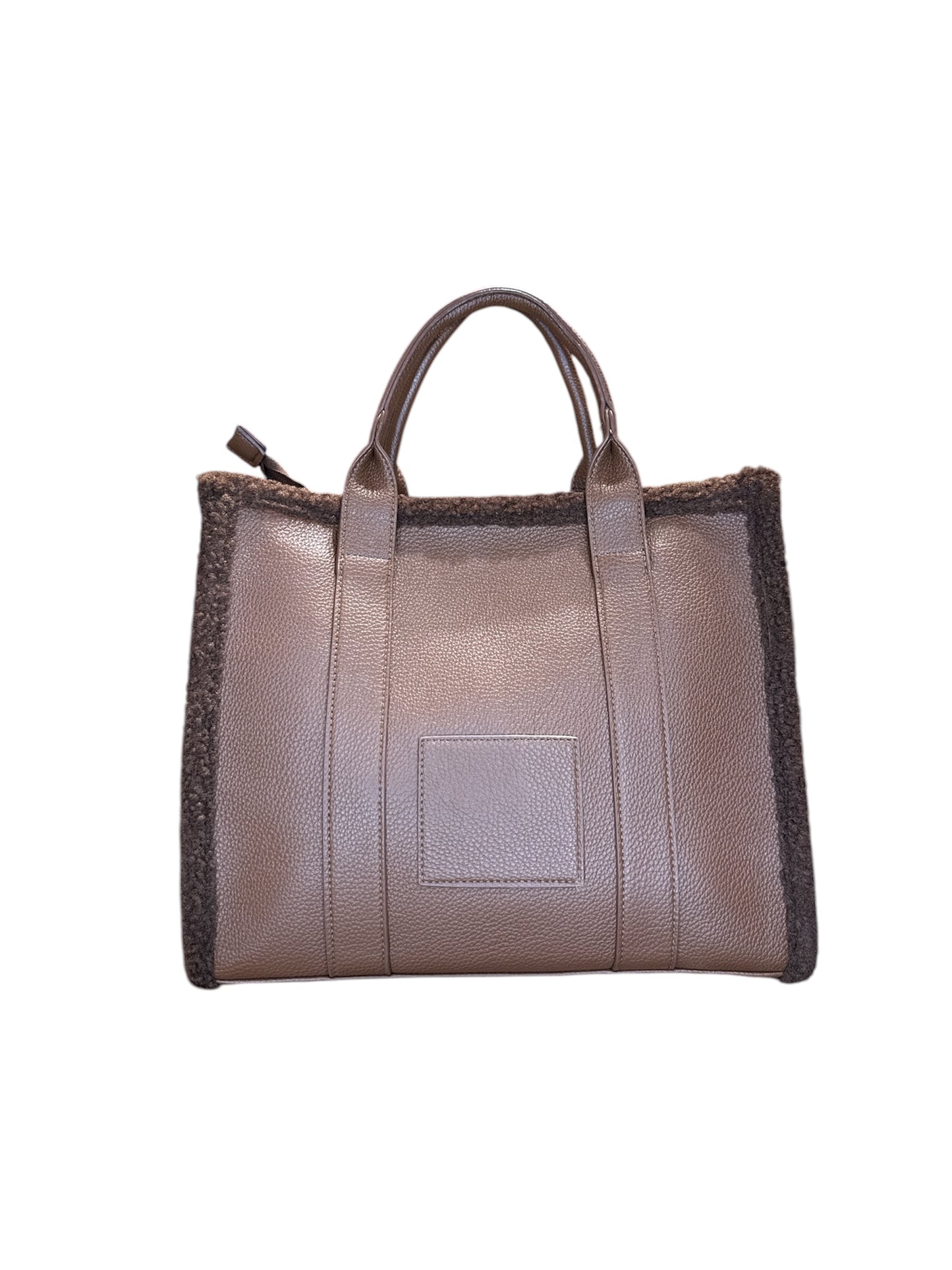 Borsa tote con bordo in pelliccia maxi