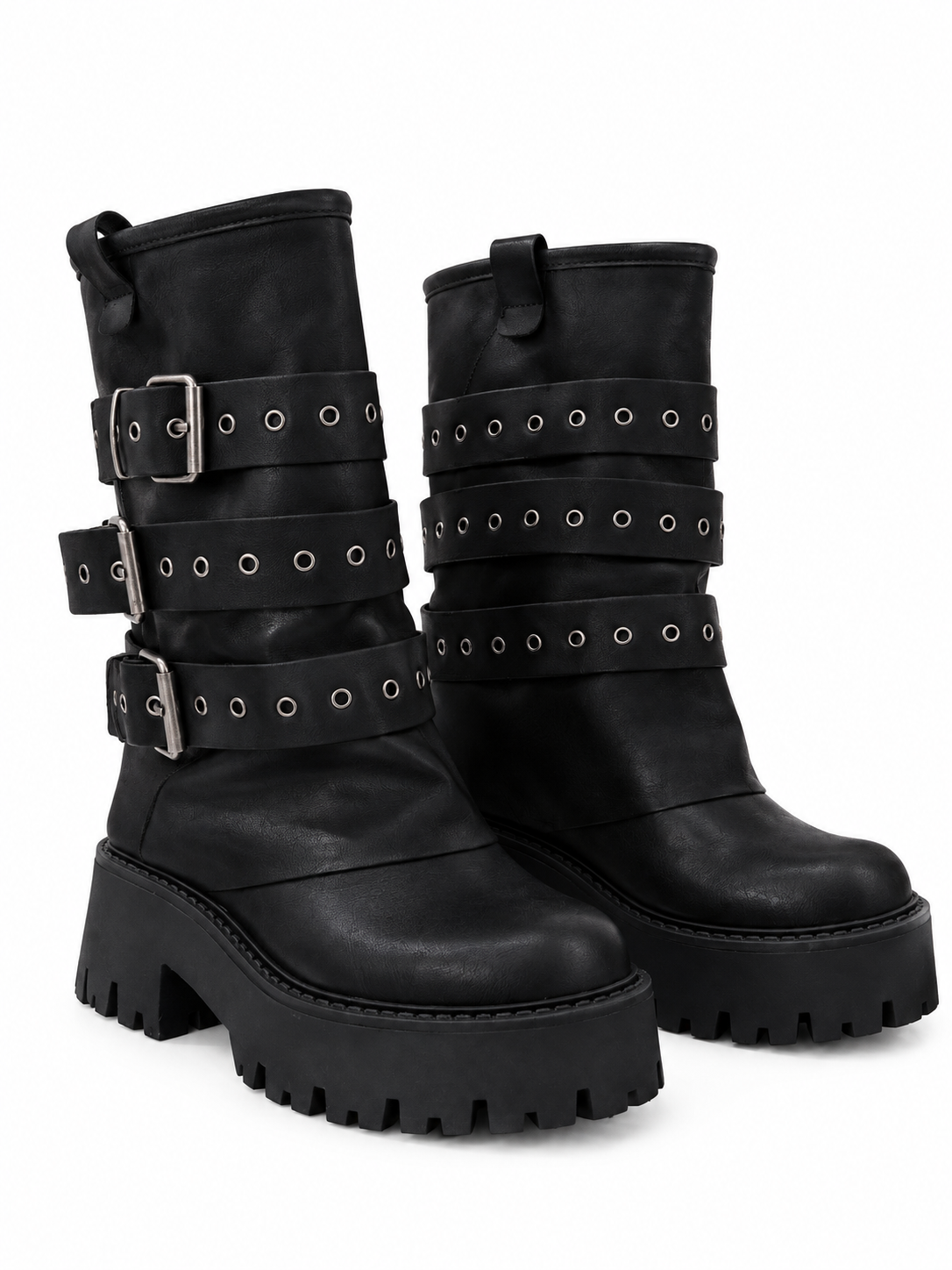 Anfibi in pelle con cinture